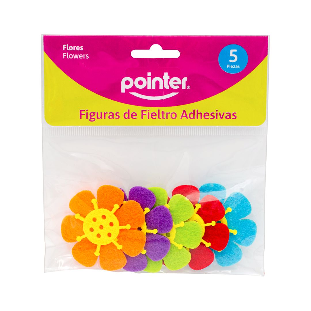 FIGURAS DE FIELTRO POINTER ADHESIVAS FLORES BX5 (F. 240 SETS)