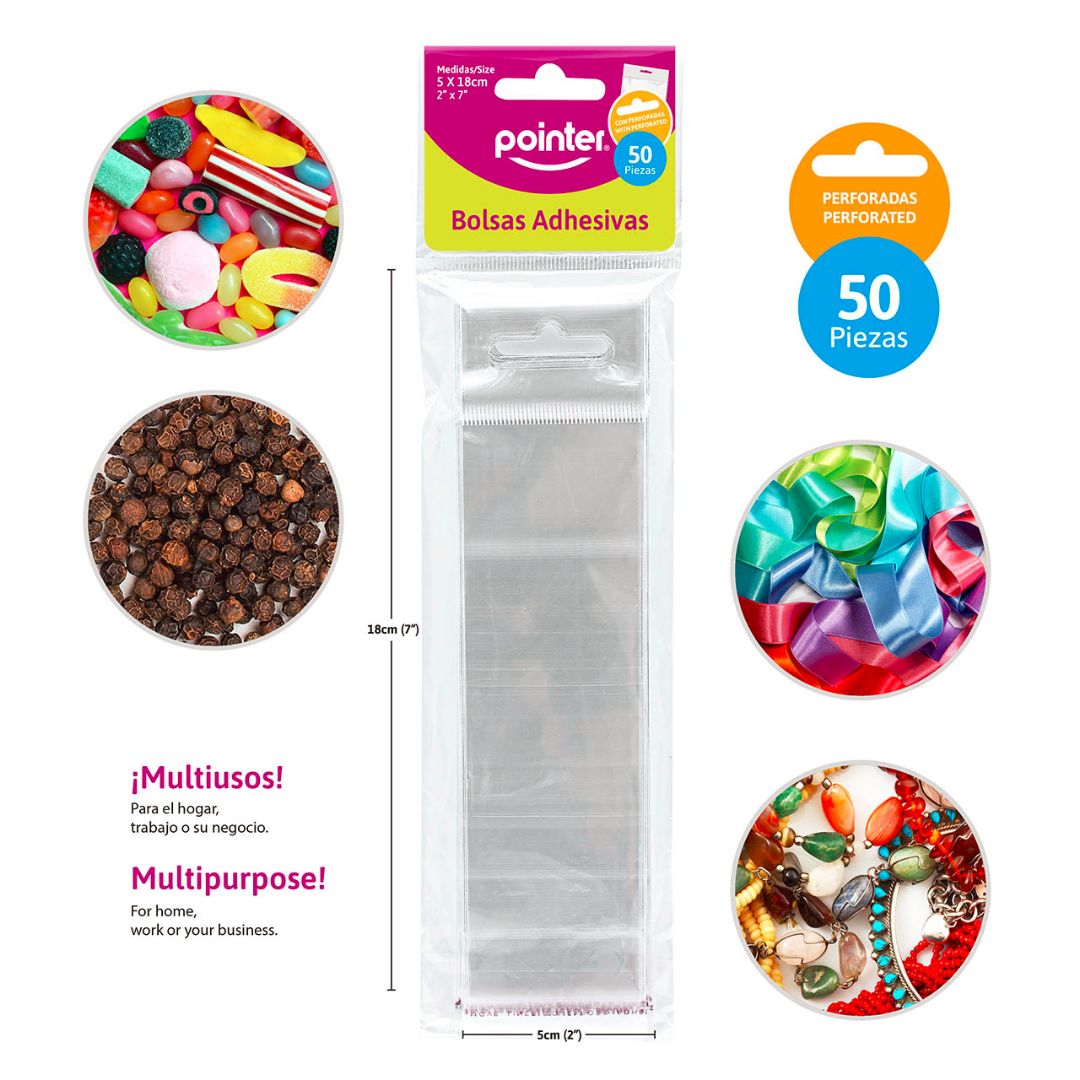 BOLSA ADHESIVA POINTER C/AGARRADOR BX50 2"X7" (F. 288 SETS)