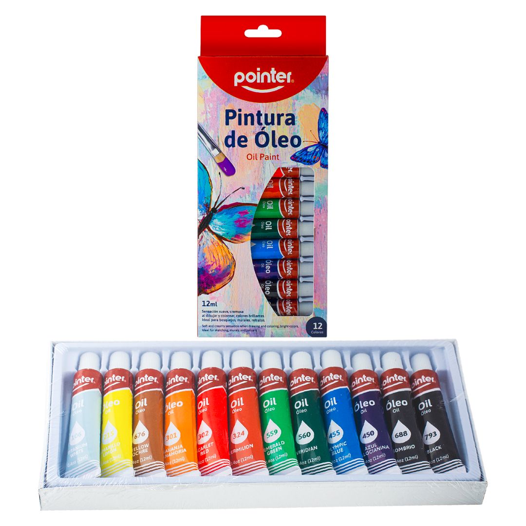 PINTURA OLEO POINTER 12 COLORES 12ML (F. 60 SETS)