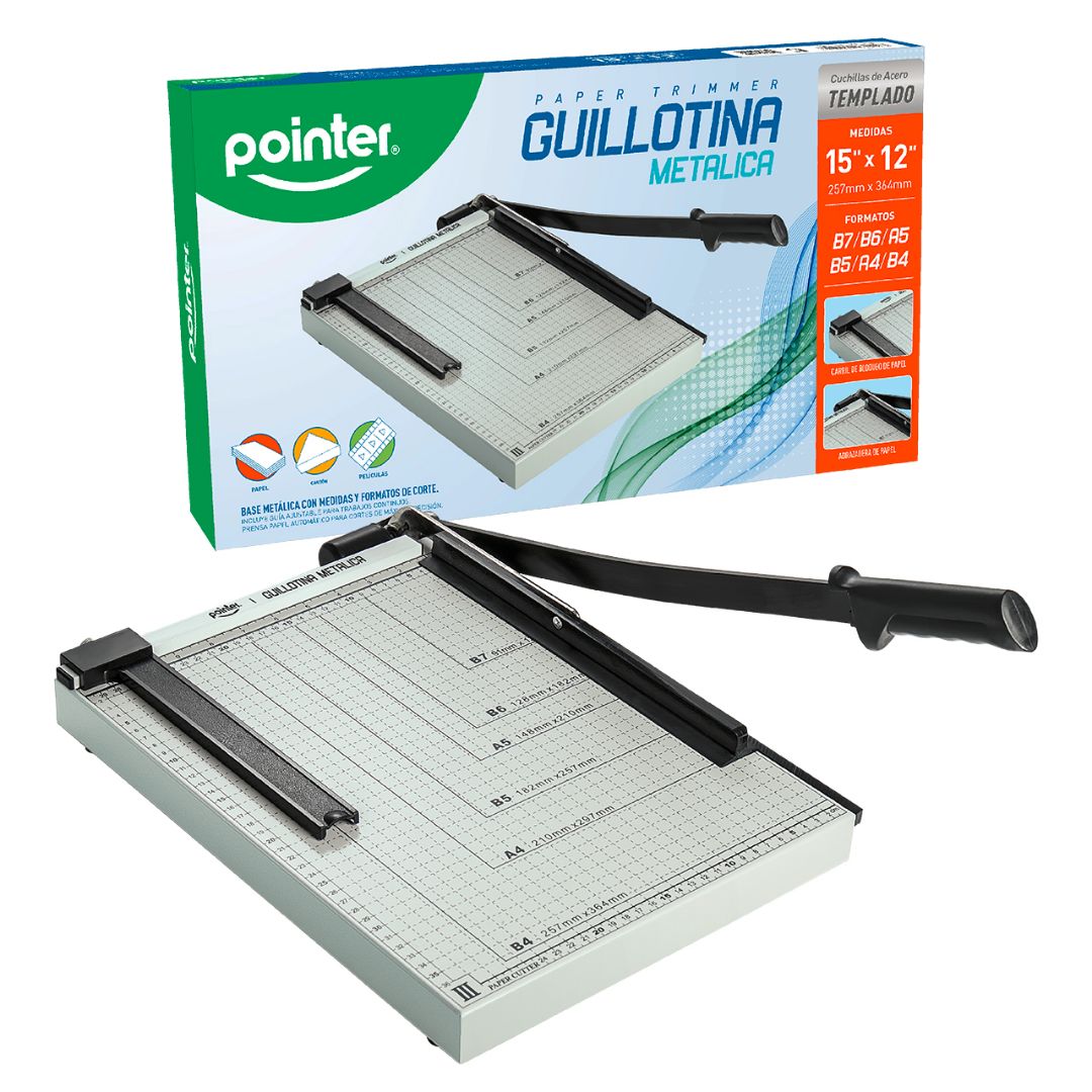 GUILLOTINA METALICA POINTER FORMATOS A4/A5/B4/B5/B6/B7 15"X12" (F. 5 UNI)