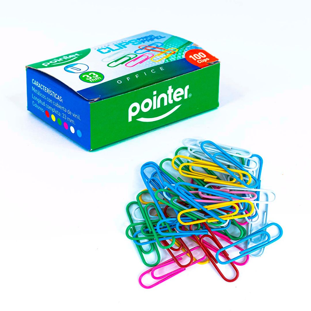 CLIPS STANDAR POINTER COLORES SURTIDOS CX100 33MM (F. 500 UNI)