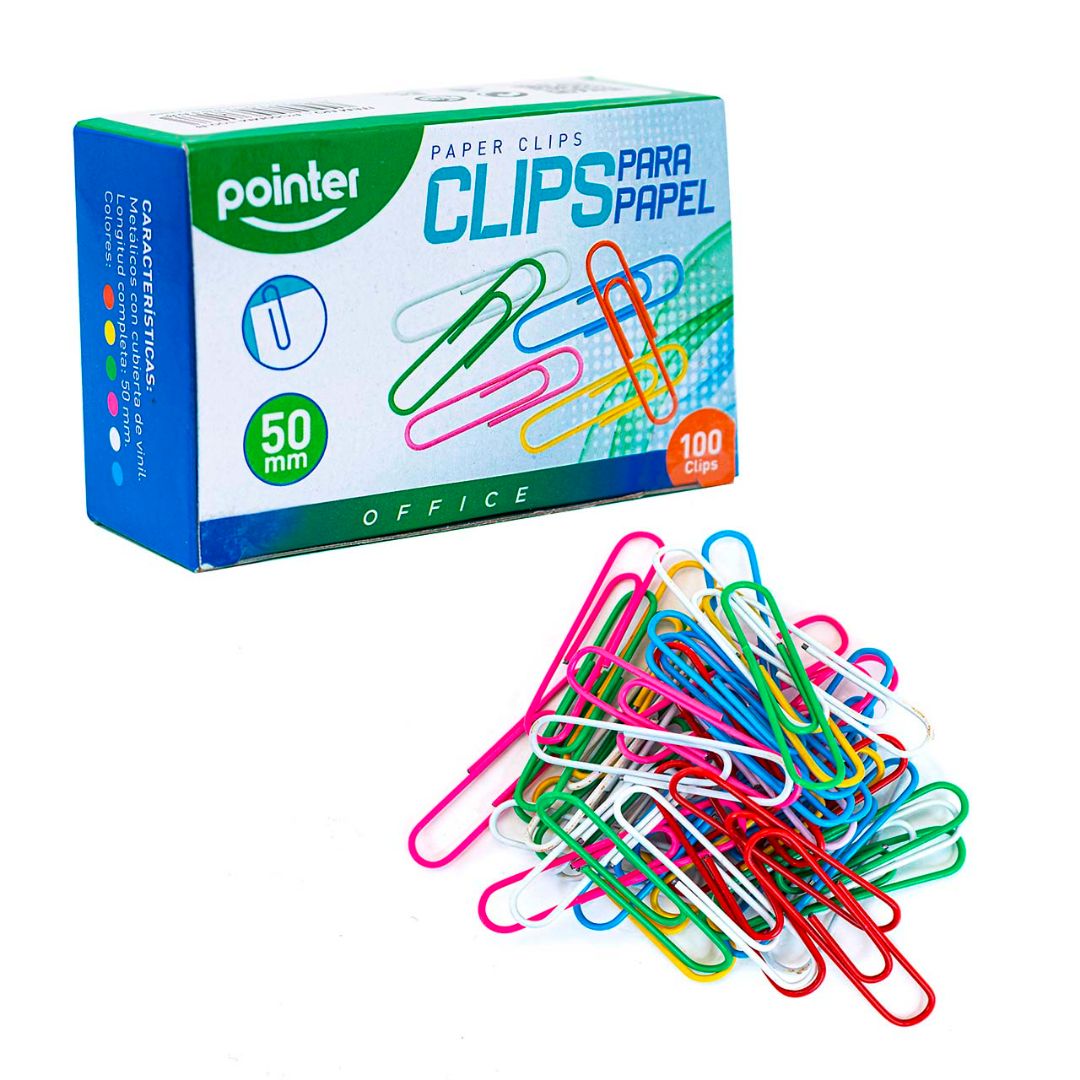 CLIPS JUMBO POINTER COLORES SURTIDOS CX100 50MM (F. 200 BOX)