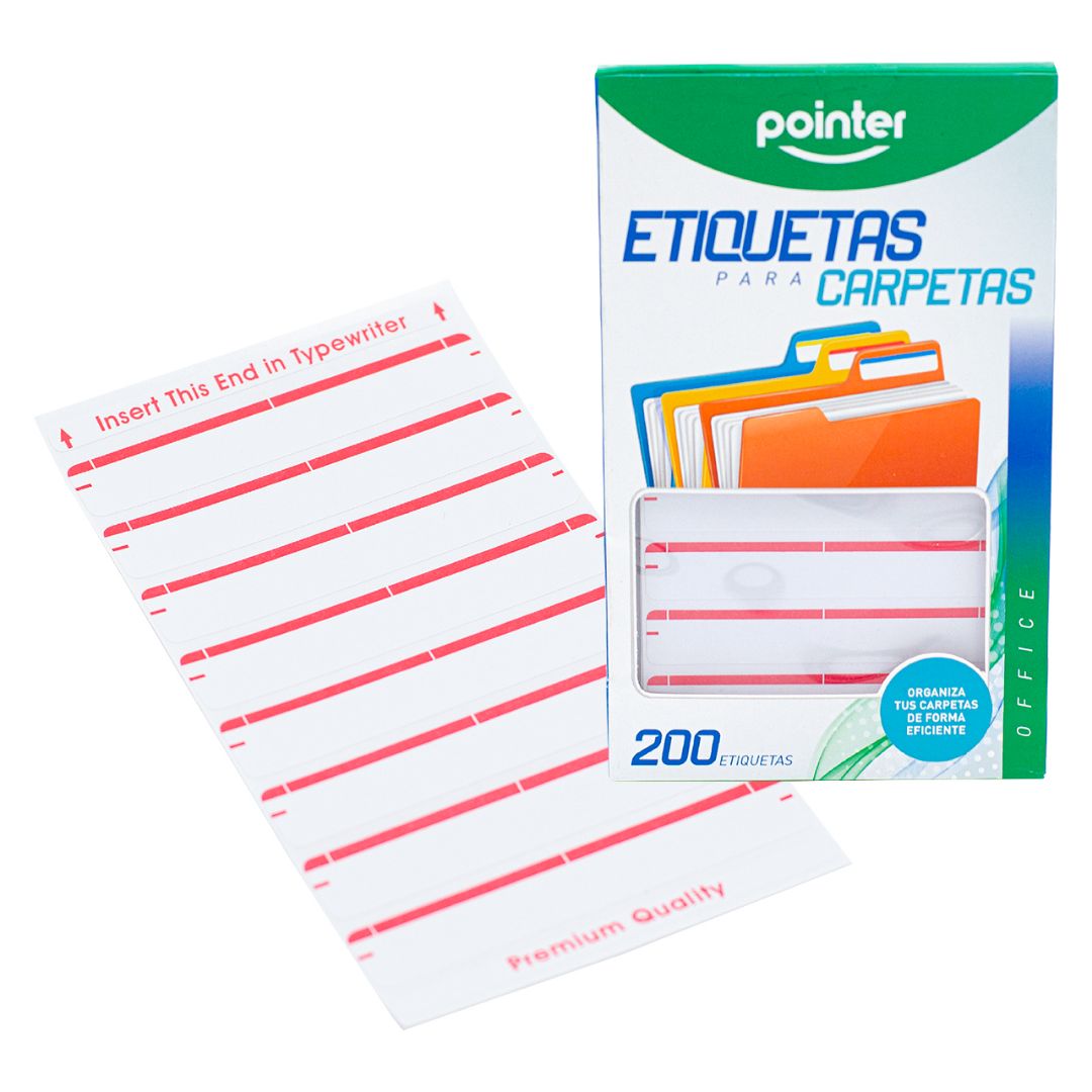 ETIQUETAS P/CARPETAS POINTER ROJO PX200 1/3"X9/16" (F. 50 SETS)