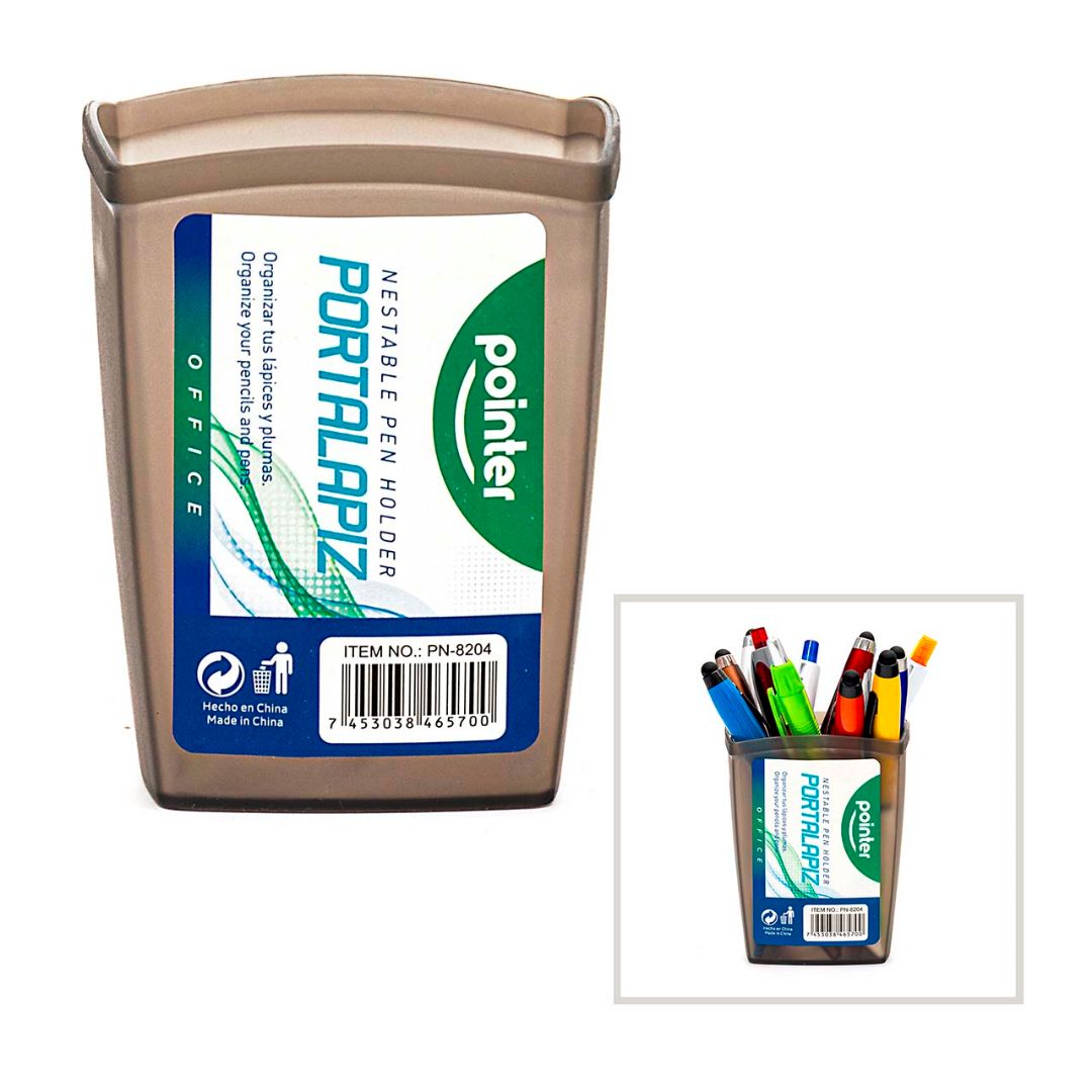 PORTA LAPIZ POINTER PLASTICO P/ESCRITORIO GRIS (F. 144 UNI)
