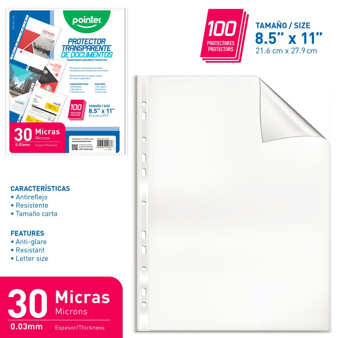 FUNDAS PARA HOJAS POINTER CARTA PX100 0.03MM (F. 48 PAQ)