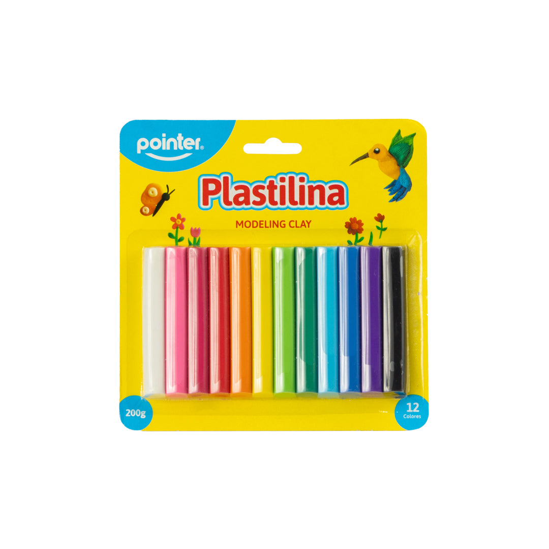 PLASTICINA POINTER 12 COLORES 200G (F. 48 SETS)