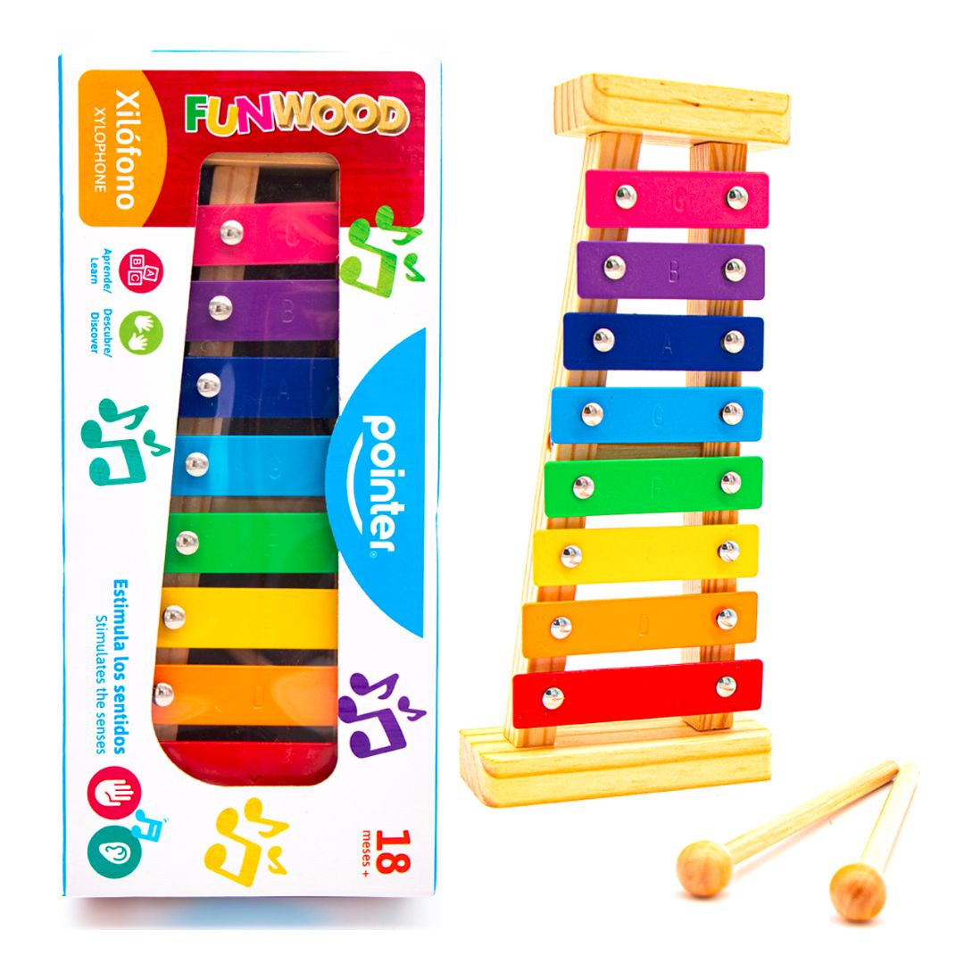 XILOFONO DIDACTICO POINTER C/BAQUETAS 8 NOTAS (F. 24 PZAS)