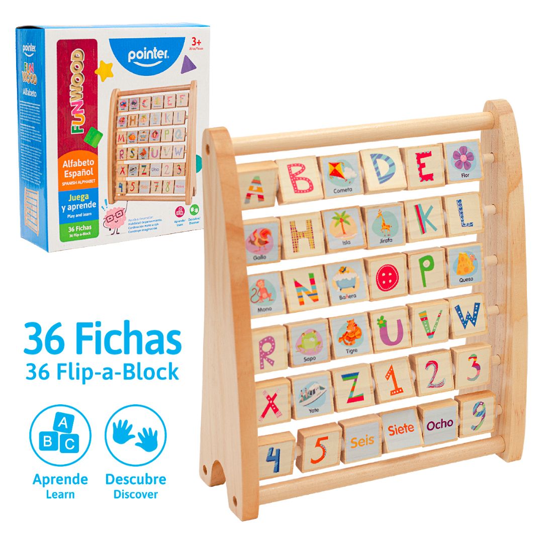ABECEDARIO DIDACTICO POINTER TIPO ABACO 36 FICHAS (F. 12 PZAS)