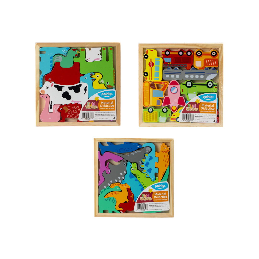 ROMPECABEZAS DIDACTICO POINTER ANIMALES/DINOS/TRANSPORTES (F. 72 SETS)