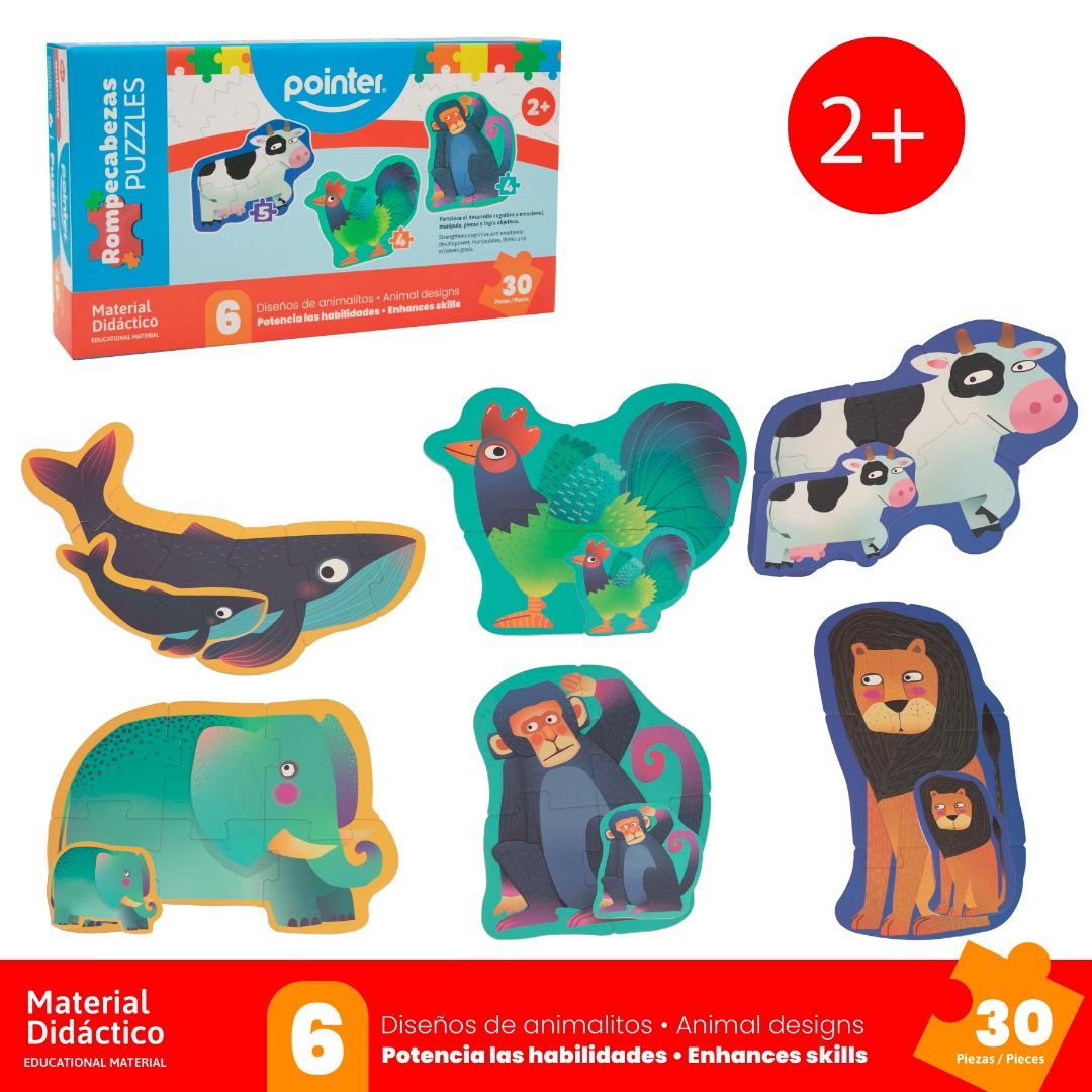 ROMPECABEZAS POINTER 6 DISEÑOS DE ANIMALITOS (F. 20 BOX)