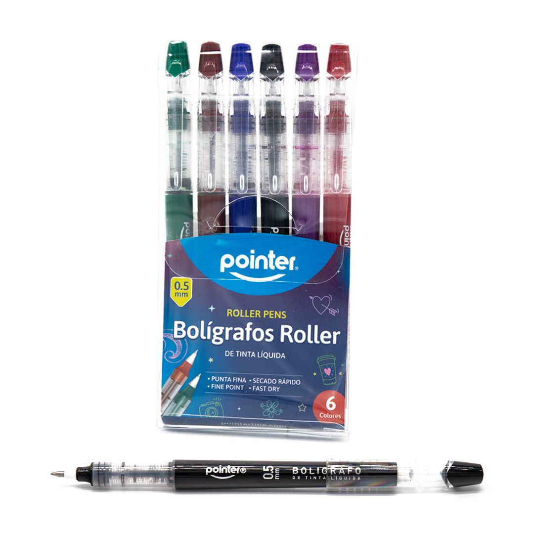 BOLIGRAFO POINTER TINTA LIQUIDA ESTU. 6 COL. 0.5MM (F. 192 SETS)