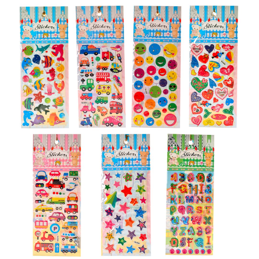 STICKERS LETRAS/ANIM/TRANSPOR/CORA/CARITA/VESTIDO/ESTRELLA  (F. 20 DOC)