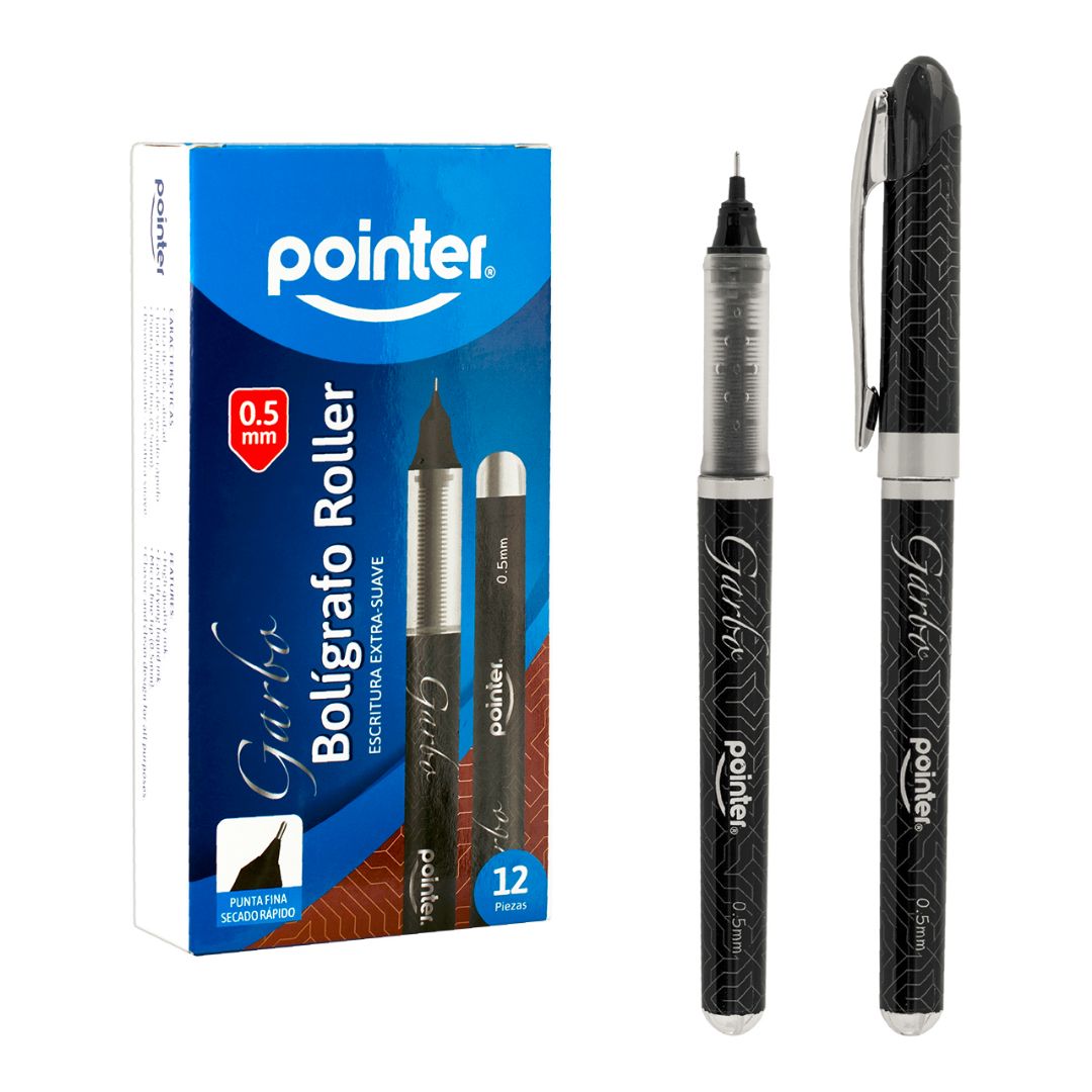 BOLIGRAFO ROLLER POINTER GARBO CX12 NEGRO 0.5MM (F. 60 DOC)