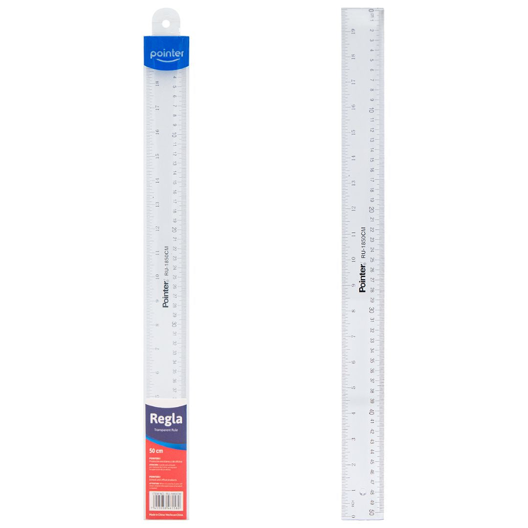 REGLA POINTER PLASTICA TRANSPARENTE 50CM (F. 240 UNI)