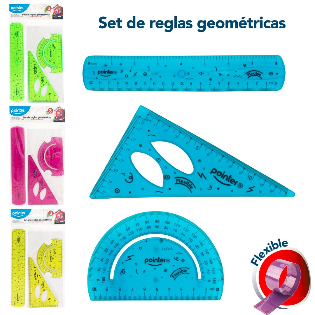 JUEGO GEOMETRICO POINTER FLEXIBLE 4 COLORES (F. 192 SETS)