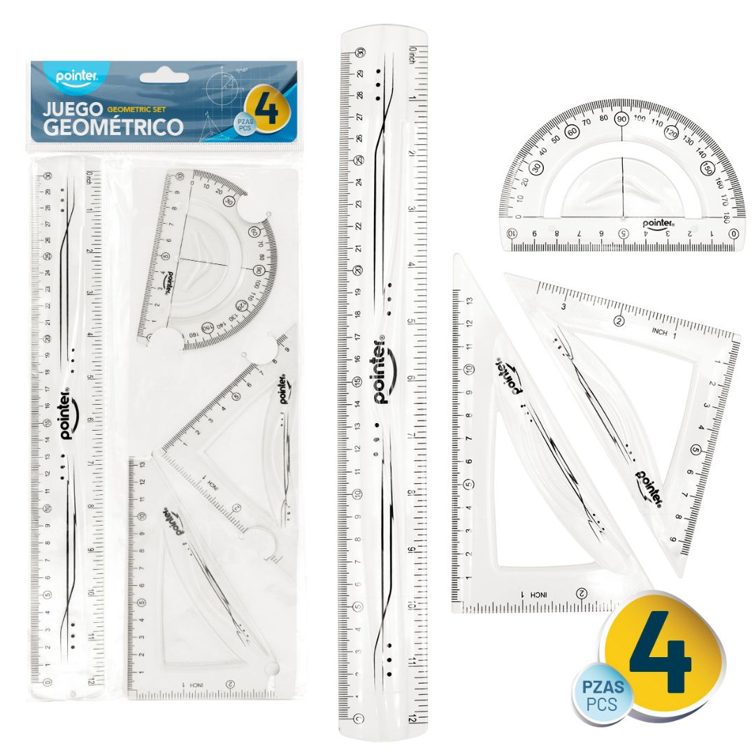 JUEGO GEOMETRICO POINTER MEDIANO TRANSPARENTE  (F. 144 SETS)