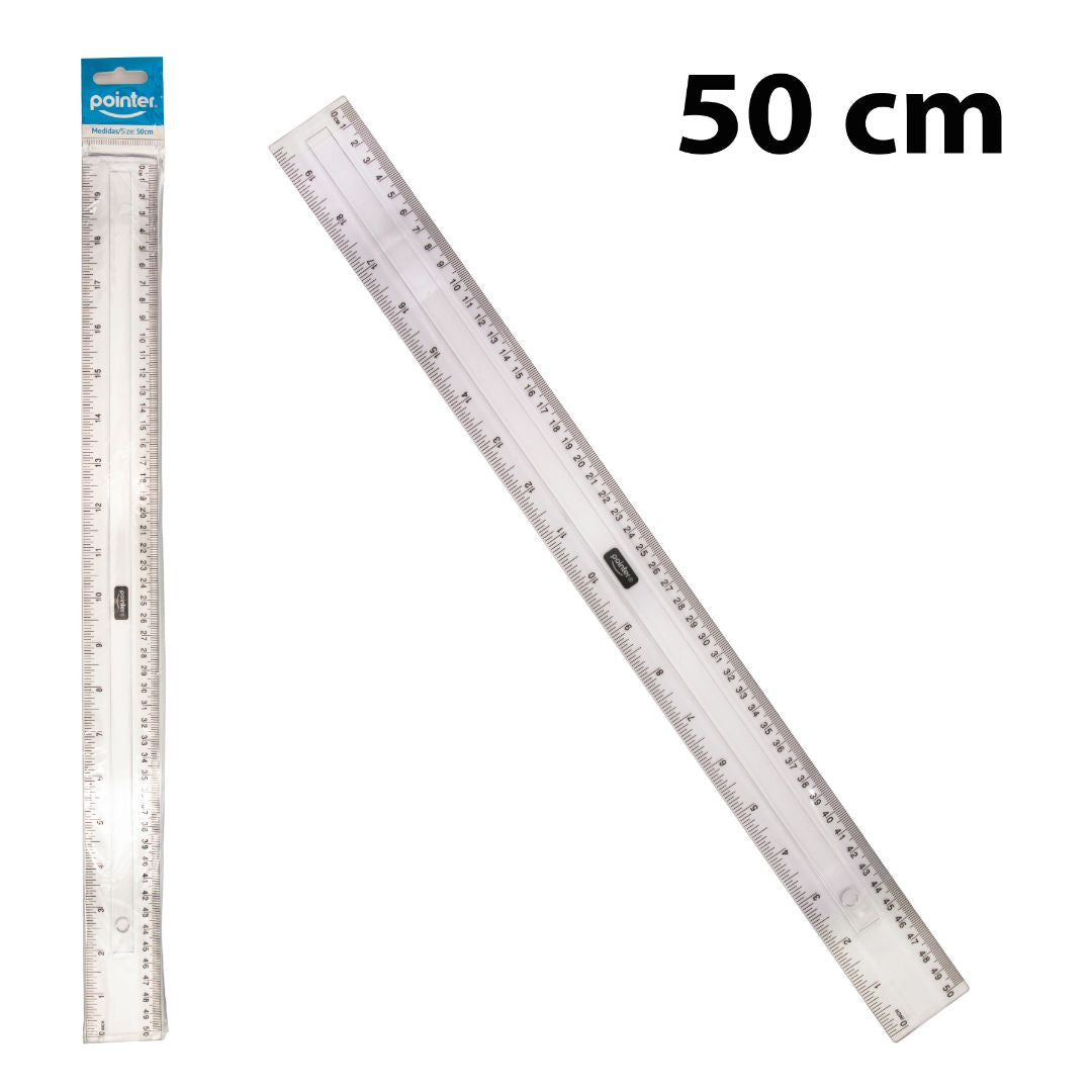 REGLA POINTER TRANSPARENTE 50CM (F. 288 PZA)