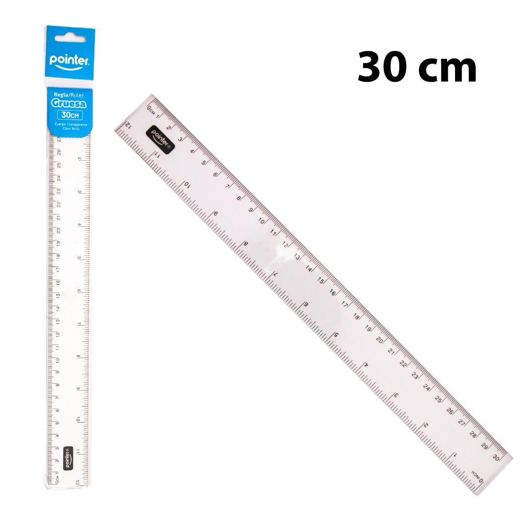REGLA POINTER TRANSPARENTE 30CM (F. 400 PZA)