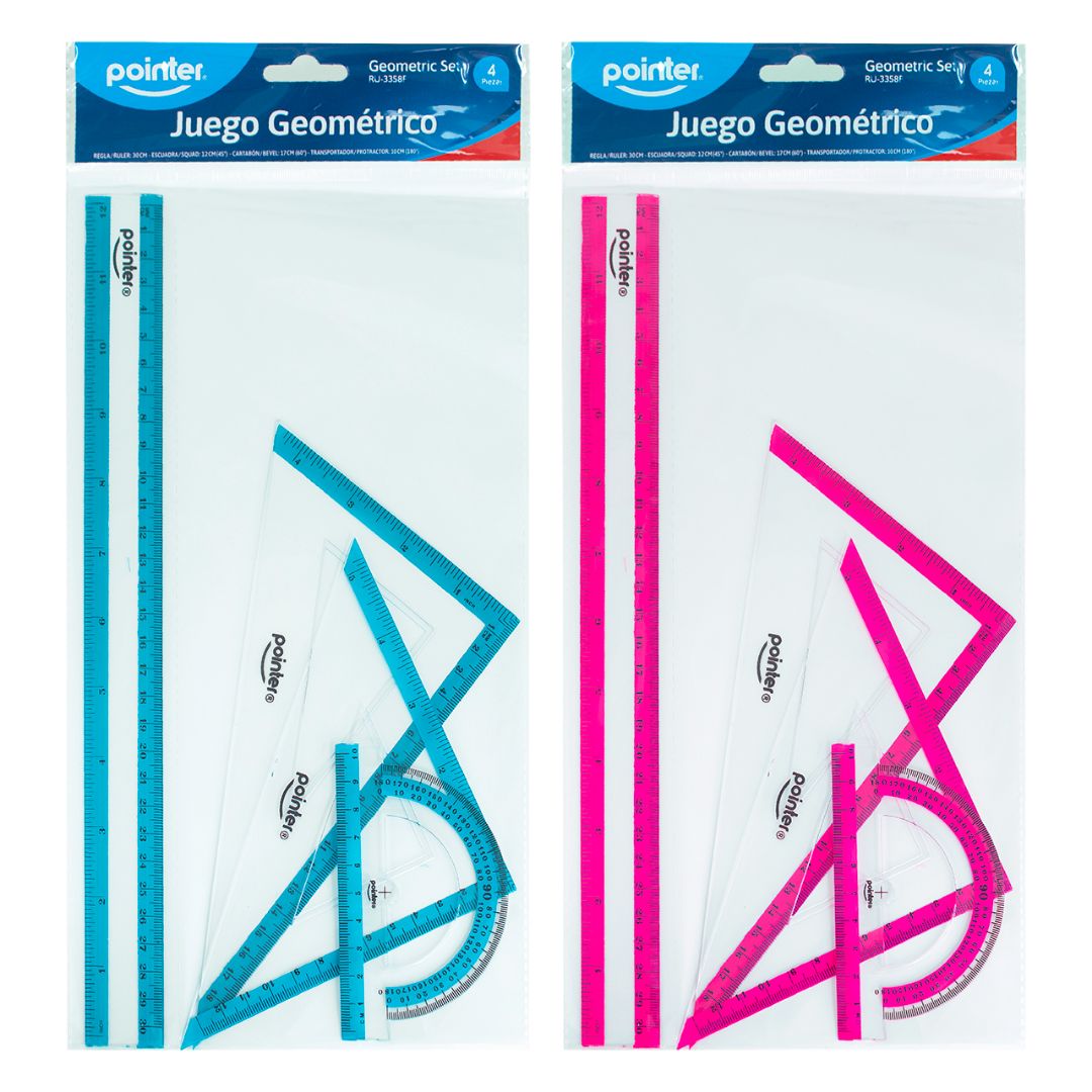 JUEGO GEOMETRICO POINTER MEDIANO TRANS. C/COLORES (F. 288 SETS)