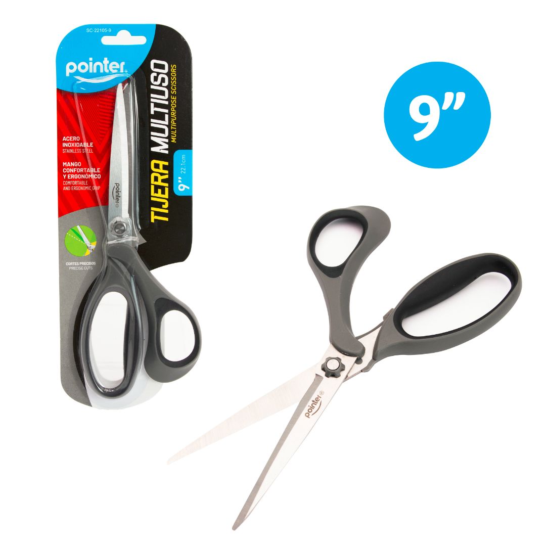 TIJERA MULTIUSO POINTER NEGRO 9" (F. 144 PZA)