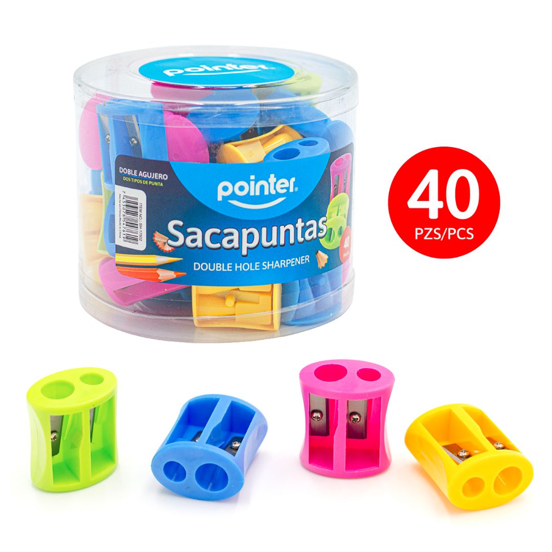 SACAPUNTAS POINTER DOBLE AGUJERO 4 COL. BOTEX40 (F. 30 BOTES)
