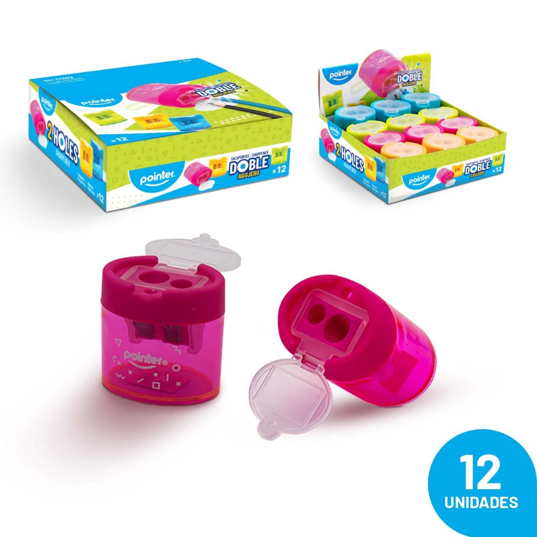 SACAPUNTAS POINTER OVALADO C/TAPA 4 COL. CX24 (F. 60 DOC)