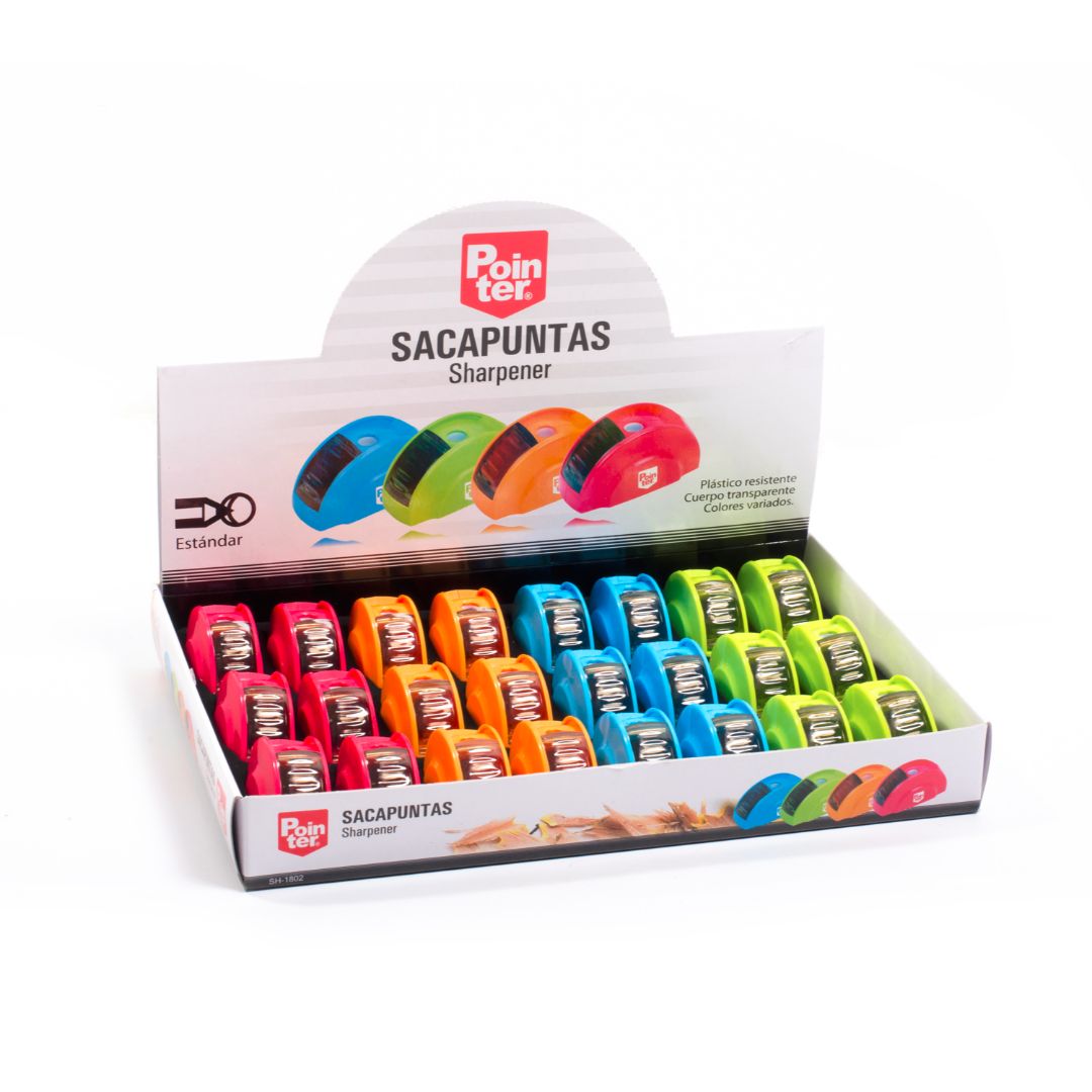 SACAPUNTAS POINTER 1 AGUJERO 4 COL. PEQUEÑO CX24 (F. 576 PZAS)