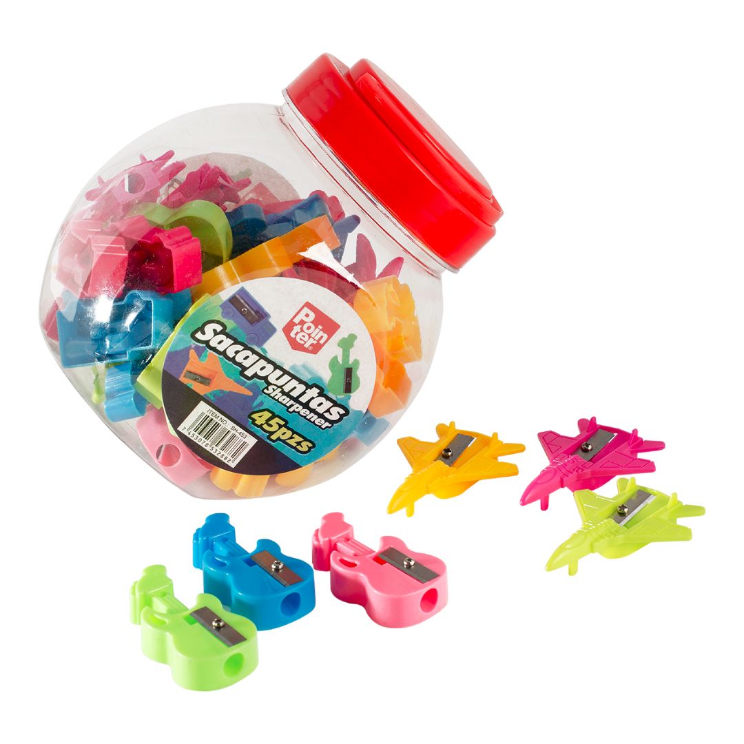 SACAPUNTAS PLASTICO POINTER FIGURAS DE COLORES BX45 (F. 60 BOT)