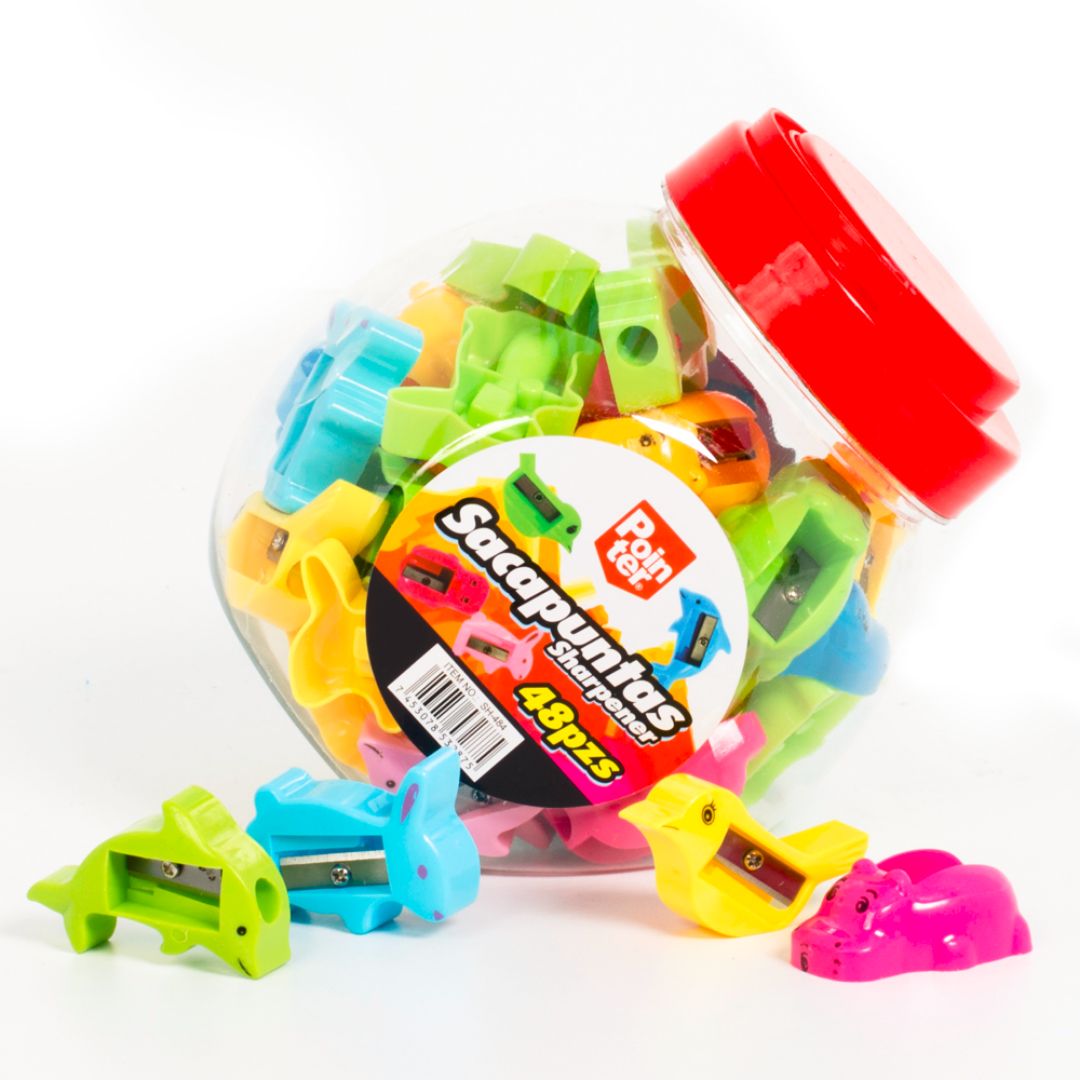 SACAPUNTAS POINTER PLASTICO ANIMALES BOTEX48 (F. 60 BOTES)