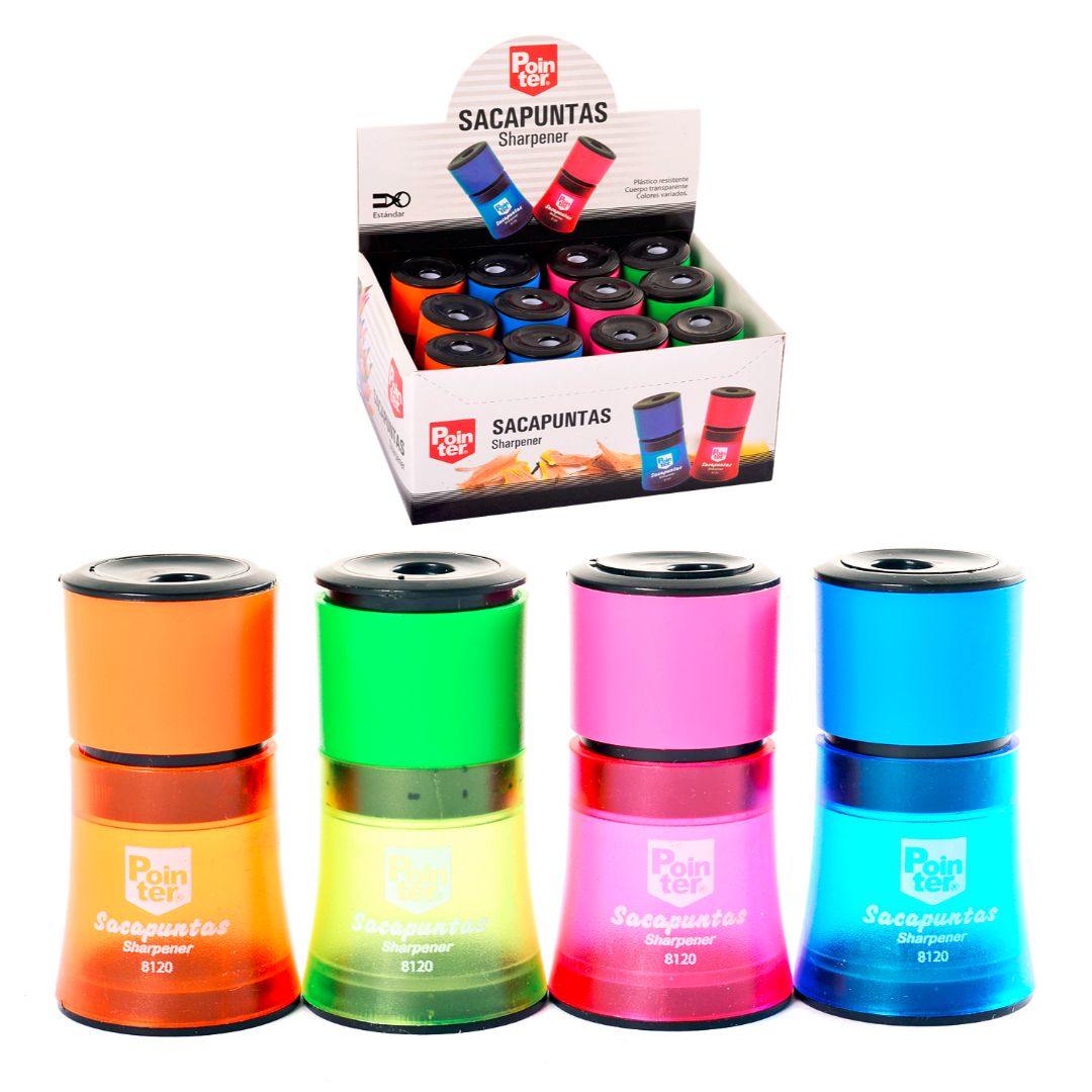 SACAPUNTAS POINTER C/DEPOSITO CILINDRICO CON GRIP CX12 (F. 60 DOC)