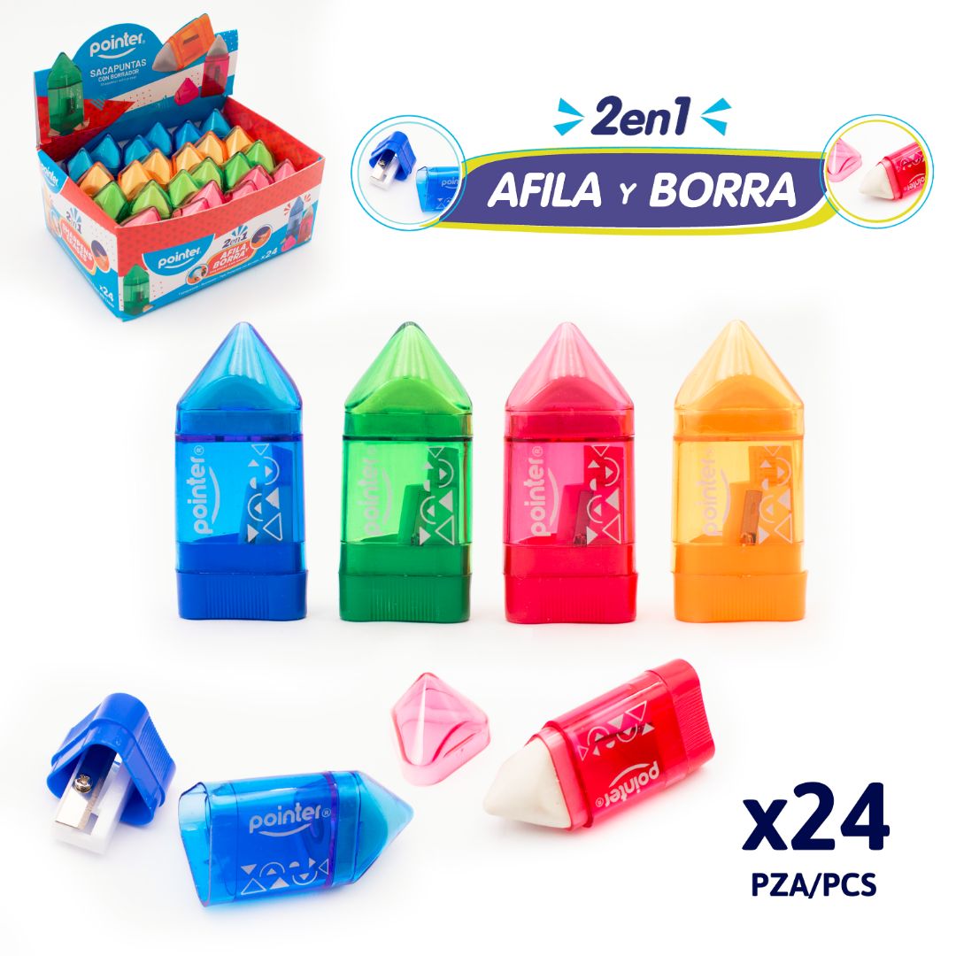 SACAPUNTAS POINTER C/BORRADOR Y DEPOSITO TIPO CRAYON CX24 (F. 30 BOX)