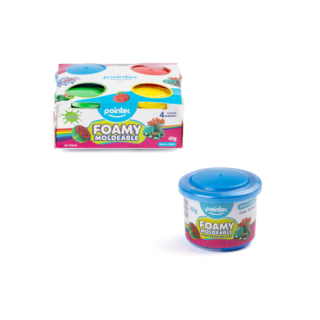FOAMY MOLDEABLE POINTER EN BOTE 4 COLORES 40G (F. 36 PZAS)
