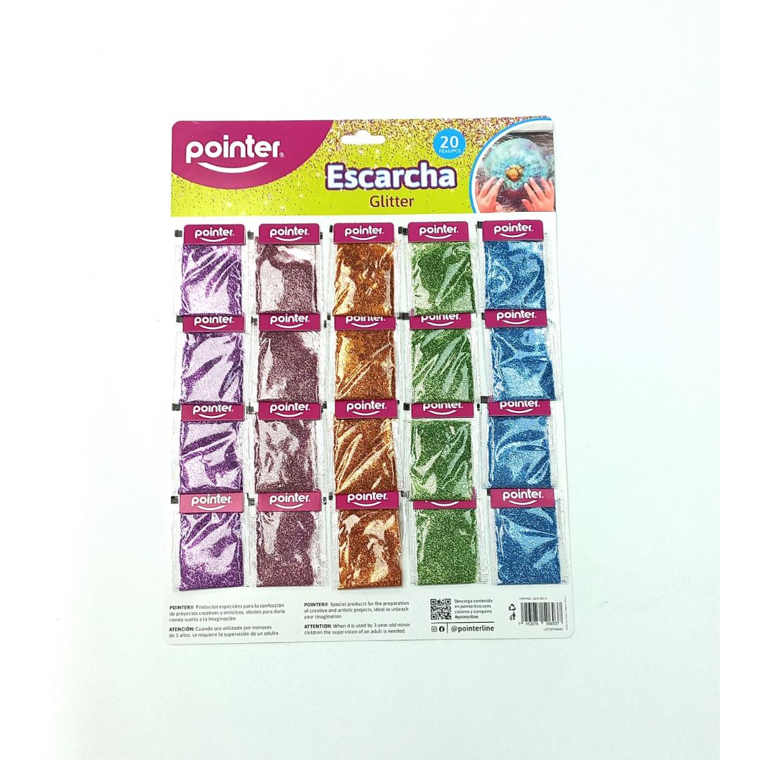 ESCARCHA POINTER CARTON 20 PZS 5 COLORES (F. 144 SETS)