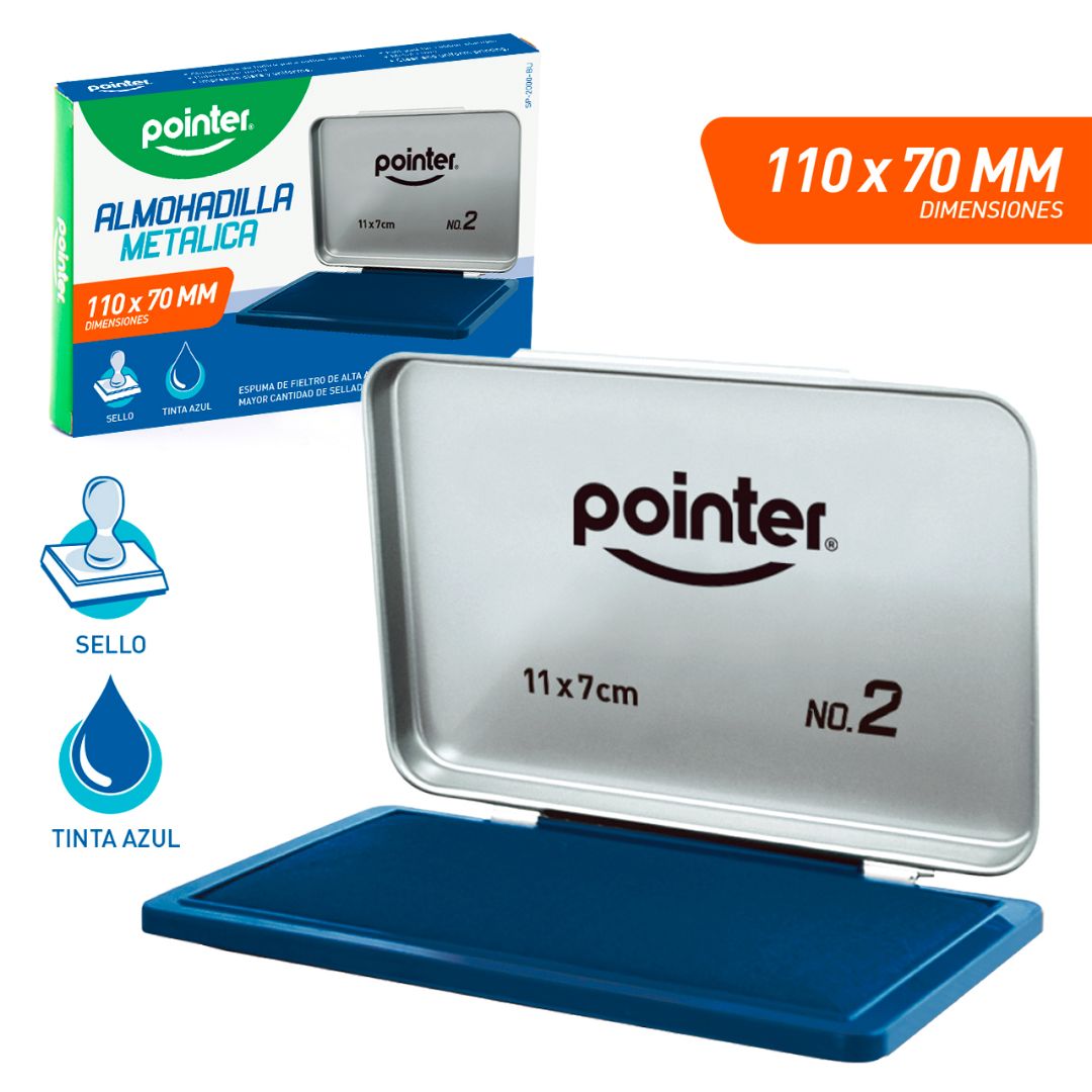 ALMOHADILLA P/SELLO POINTER METALICA AZUL 11X7CM (F. 144 UNI)