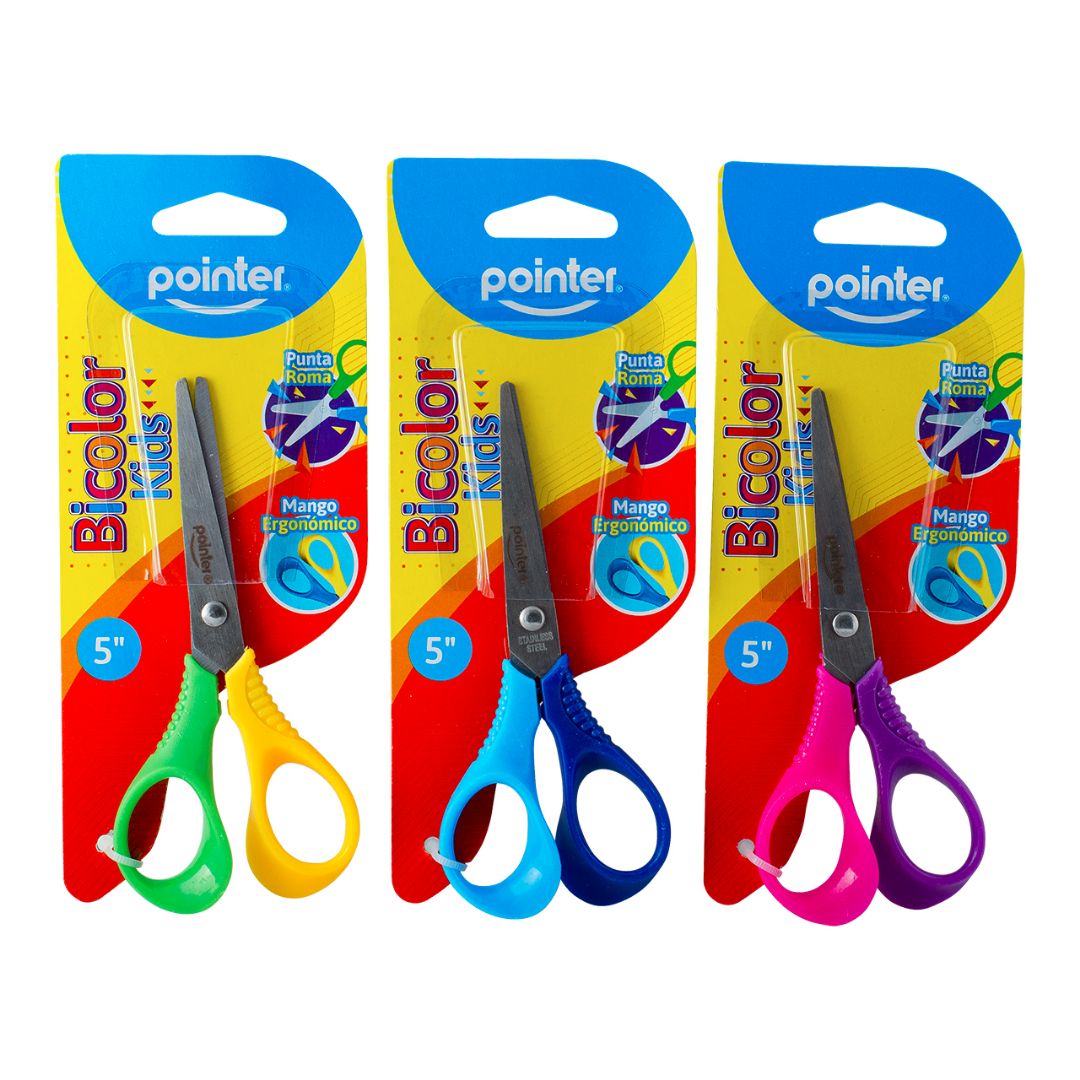 TIJERA POINTER BICOLOR KIDS PUNTA ROMA 3 DIS. 5" (F. 360 UNI)