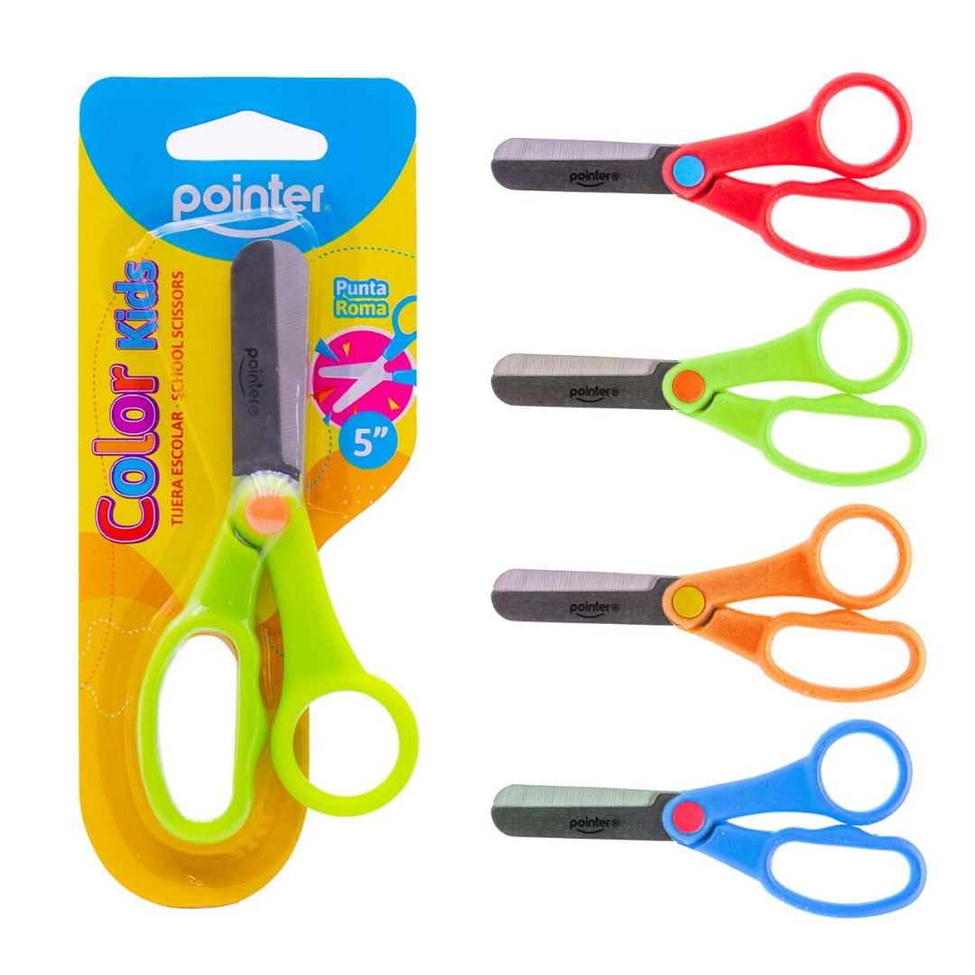TIJERAS POINTER COLOR KIDS PUNTA ROMA 4 COL. 5" (F. 360 UNI)
