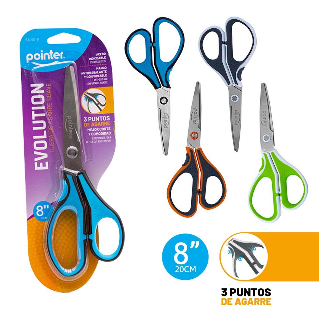 TIJERA POINTER EVOLUTION 4 COLORES 8" (F. 180 UNI)