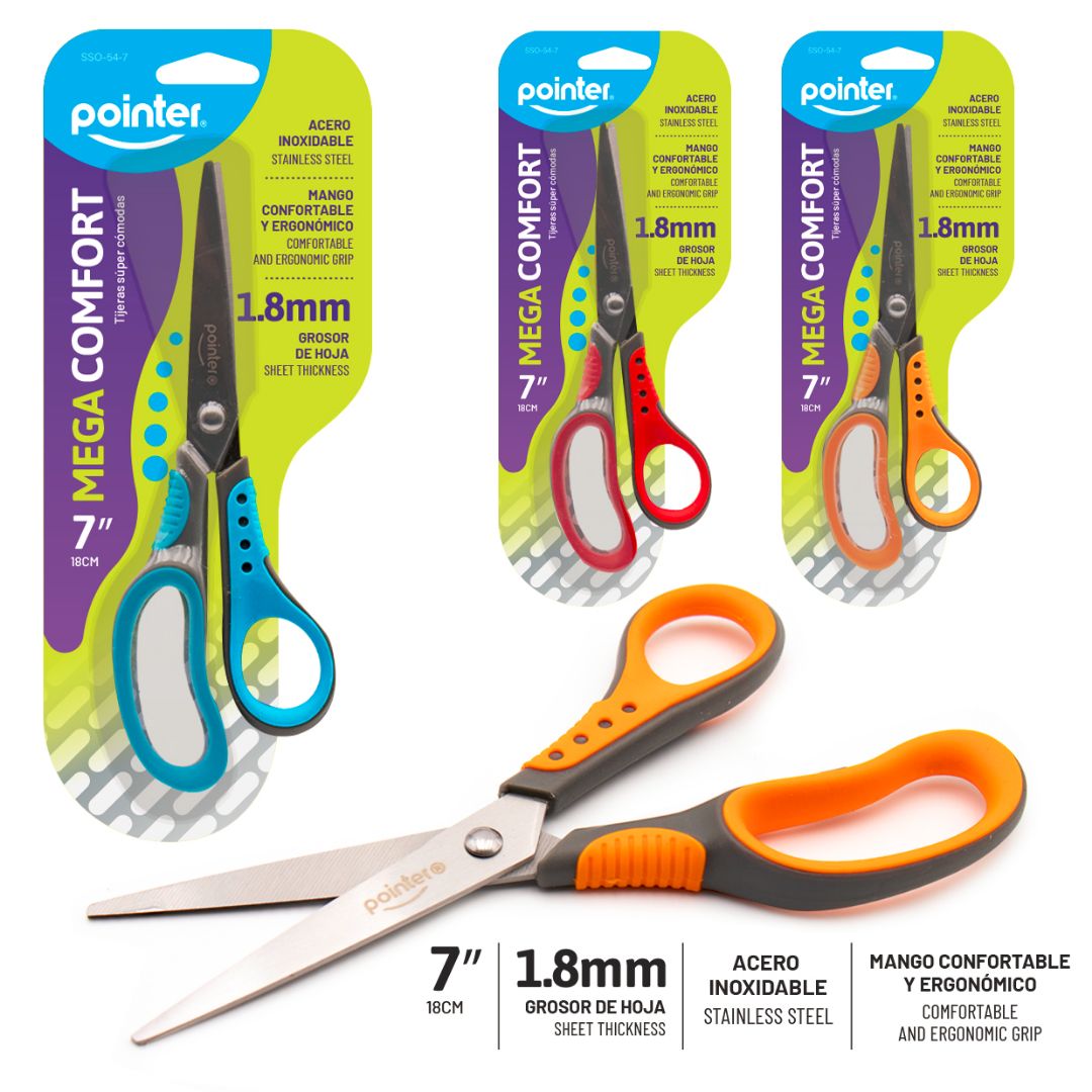 TIJERA POINTER OMEGA 3 COL. 7"  (F. 240 PZAS)