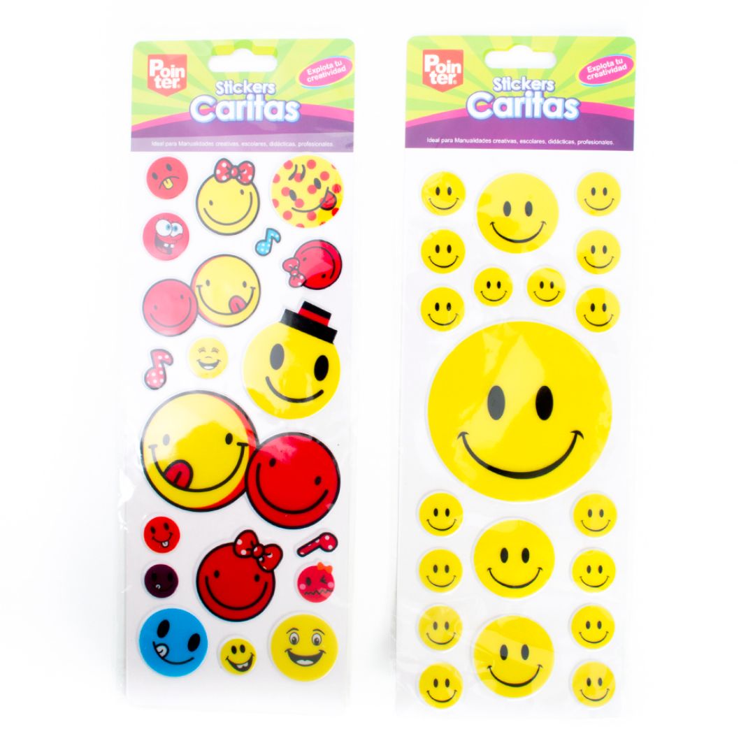 STICKER POINTER CARITAS ROJAS Y AMARILLAS 2 DISEÑOS (F. 384 SET)