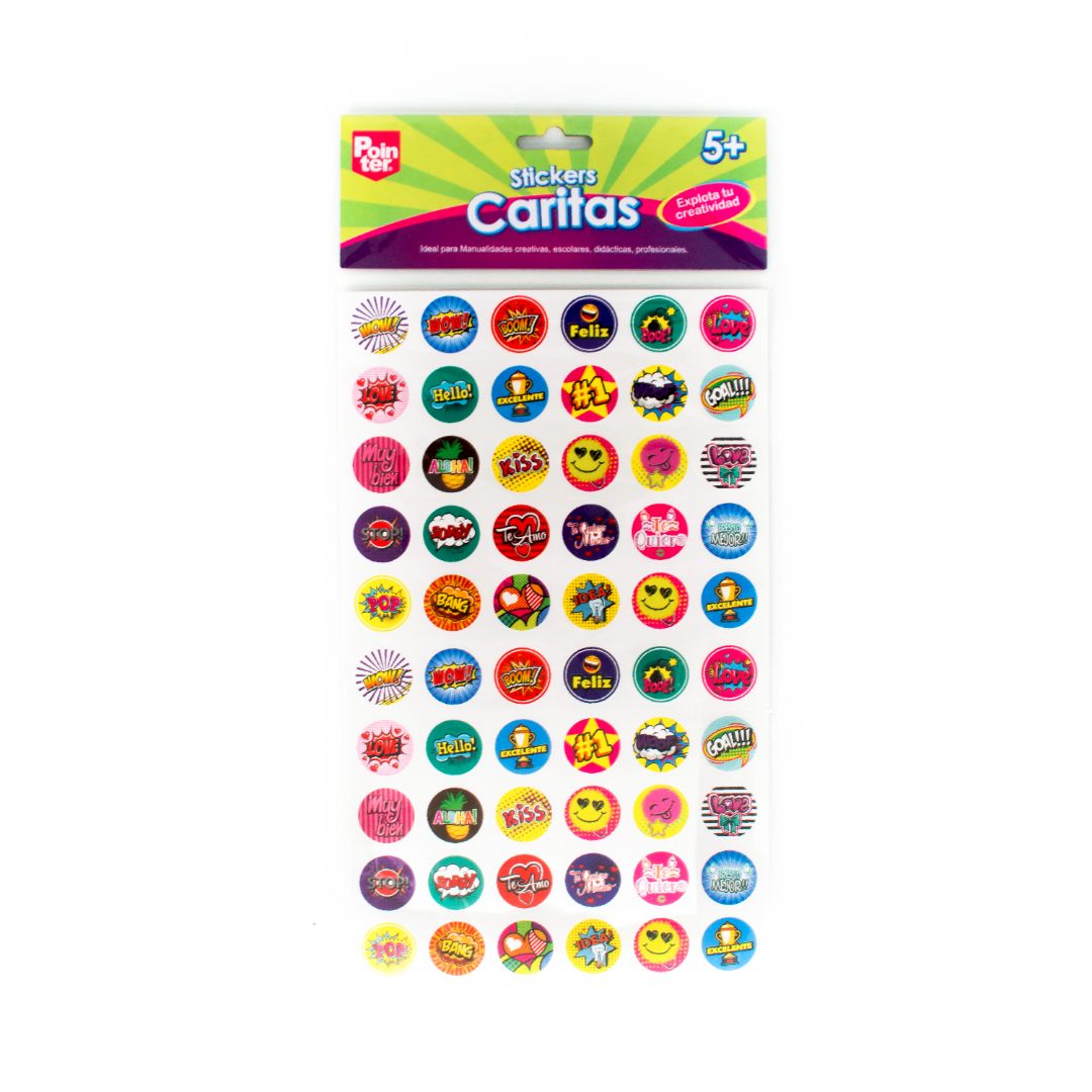 STICKERS POINTER CARITAS DIF. DISEÑOS BX60 (F. 240 PZAS)