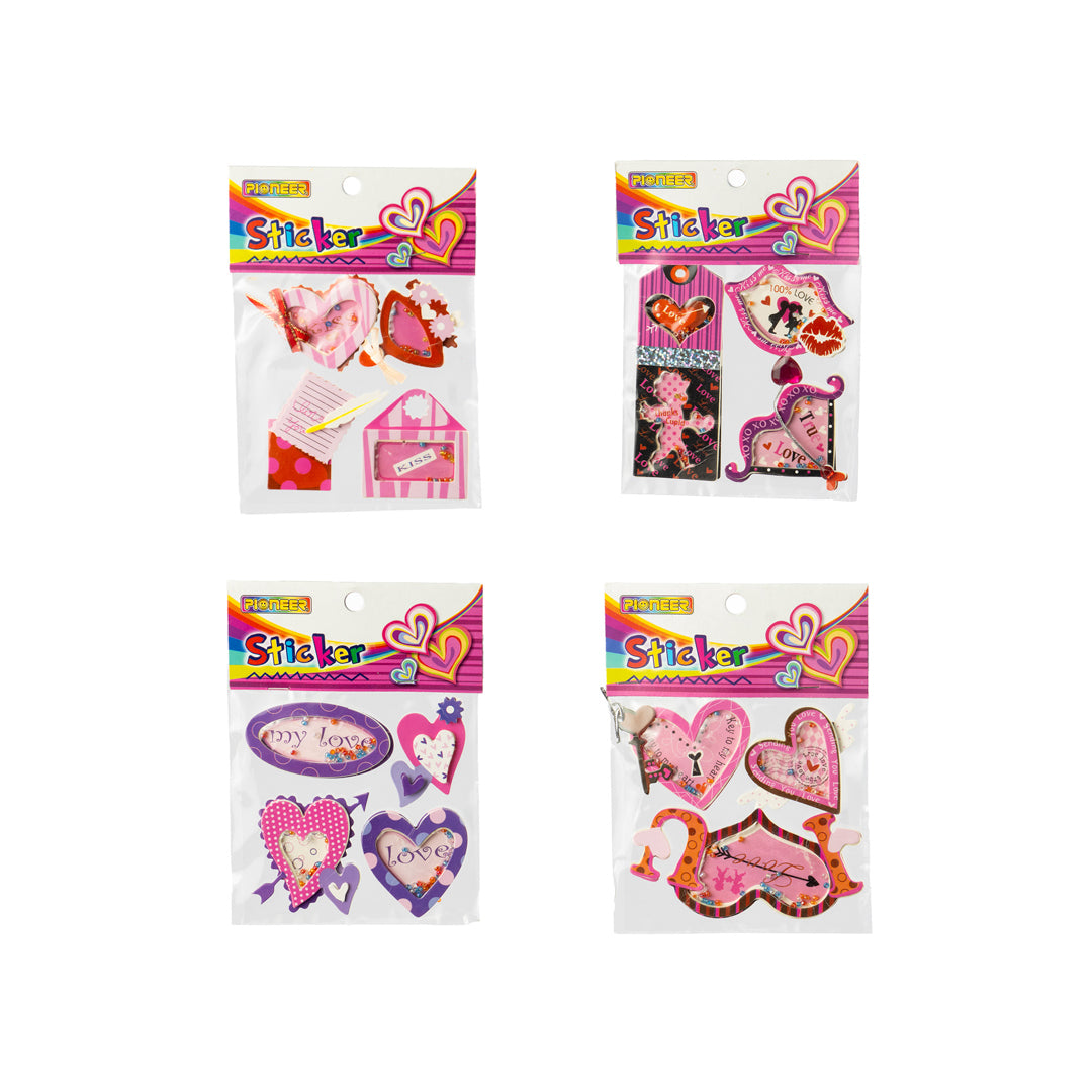 STICKERS POINTER 3 DISEÑOS CORAZONES/BESO/LOVE (F. 432 UNI)
