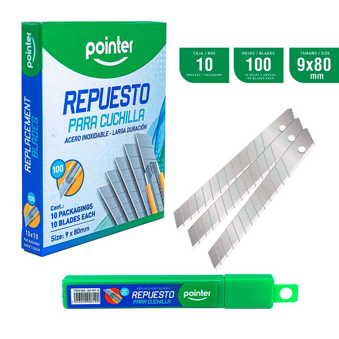 REPUESTO P/CUCHILLA POINTER TUBOX10 CX100 9X80MM  (F. 72 BOX)