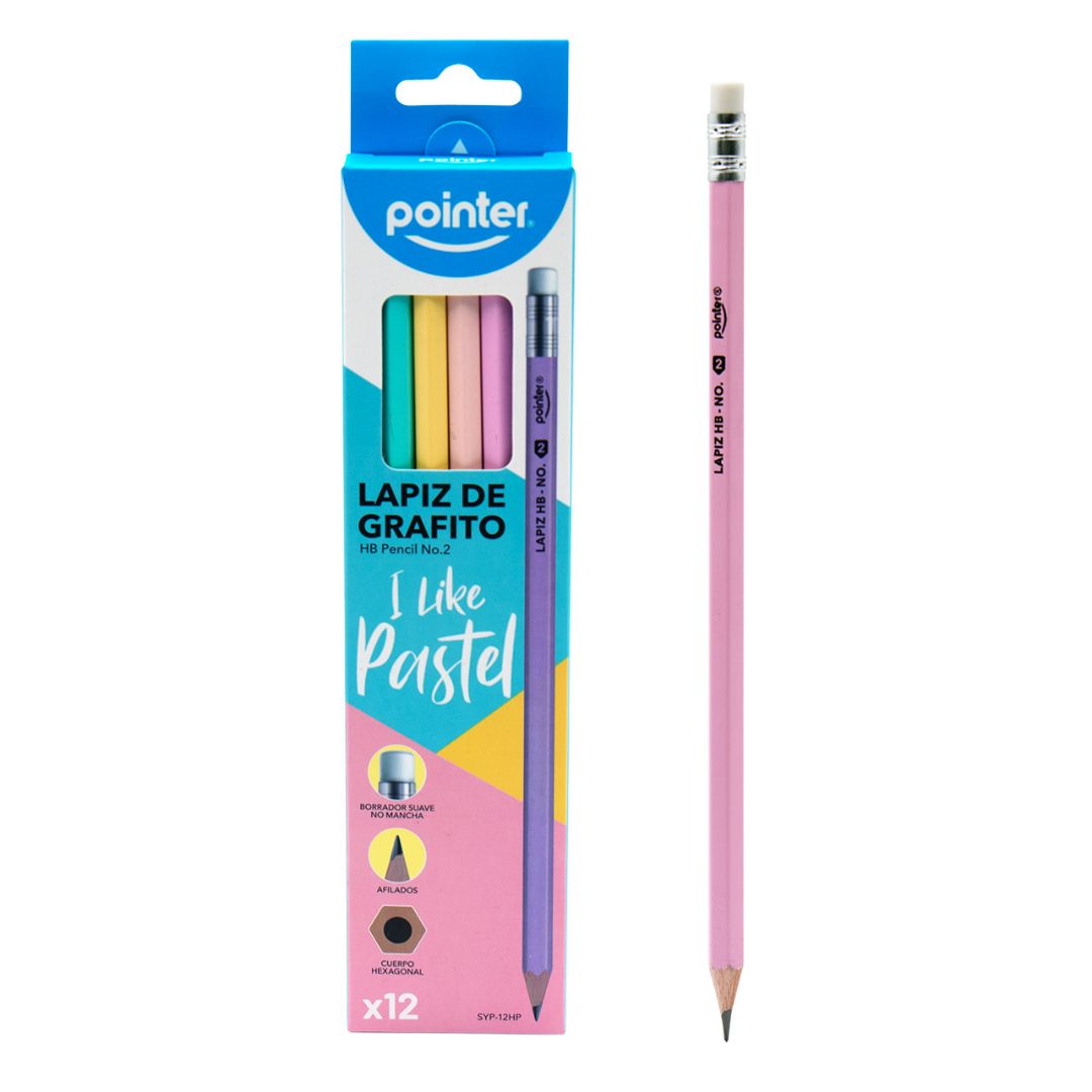LAPIZ POINTER HEXAGONAL COLORES PASTEL CX12 2HB (F. 240 DOC)