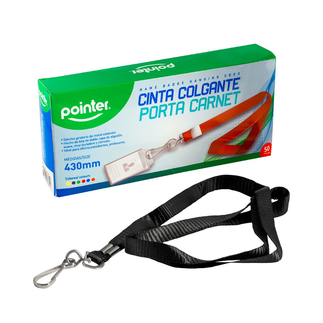 CINTA PORTA CARNET POINTER NEGRO CX50 43CM (F. 30 BOX)