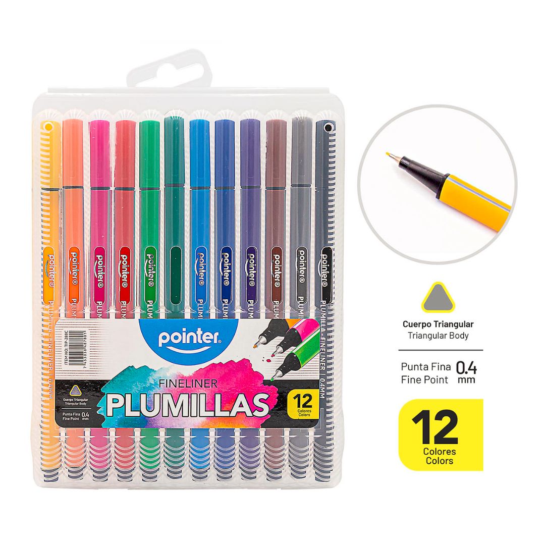 PLUMILLA POINTER PUNTA/RAPID 12 COL. 0.4MM (F. 144 SETS)