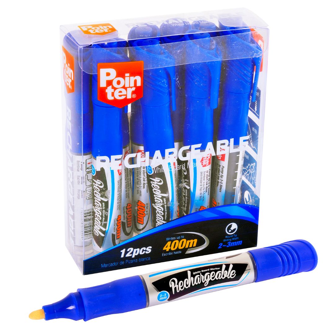 MARCADOR P/PIZARRA POINTER RECARGABLE AZUL CX12 (F. 72 DOC)
