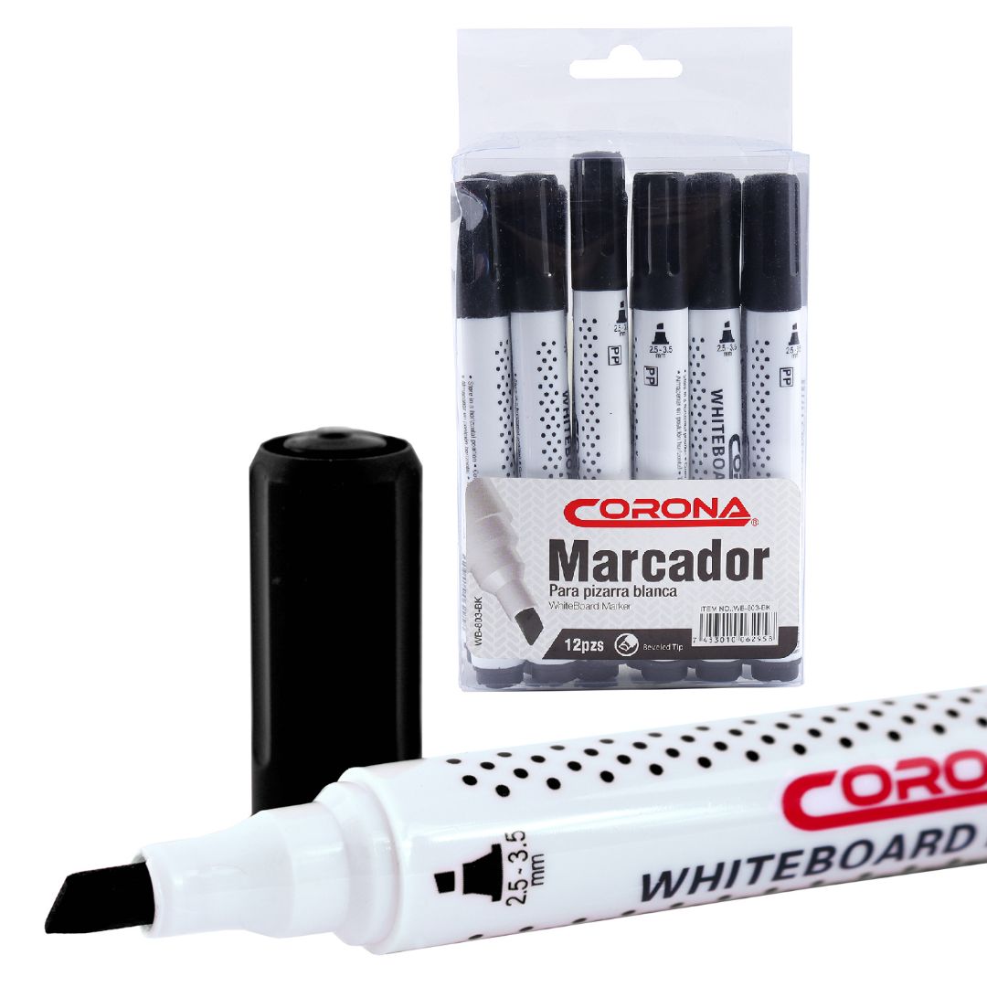 MARCADOR PARA PIZARRA CORONA P/BISELADA NEGRO (F. 120 DOC)