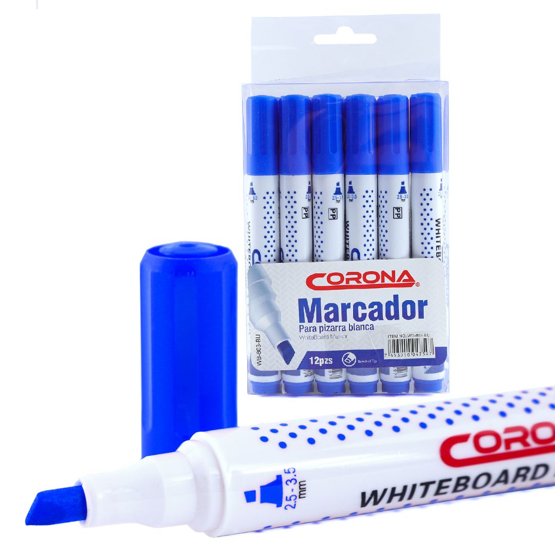 MARCADOR PARA PIZARRA CORONA P/BISELADA AZUL (F. 120 DOC)