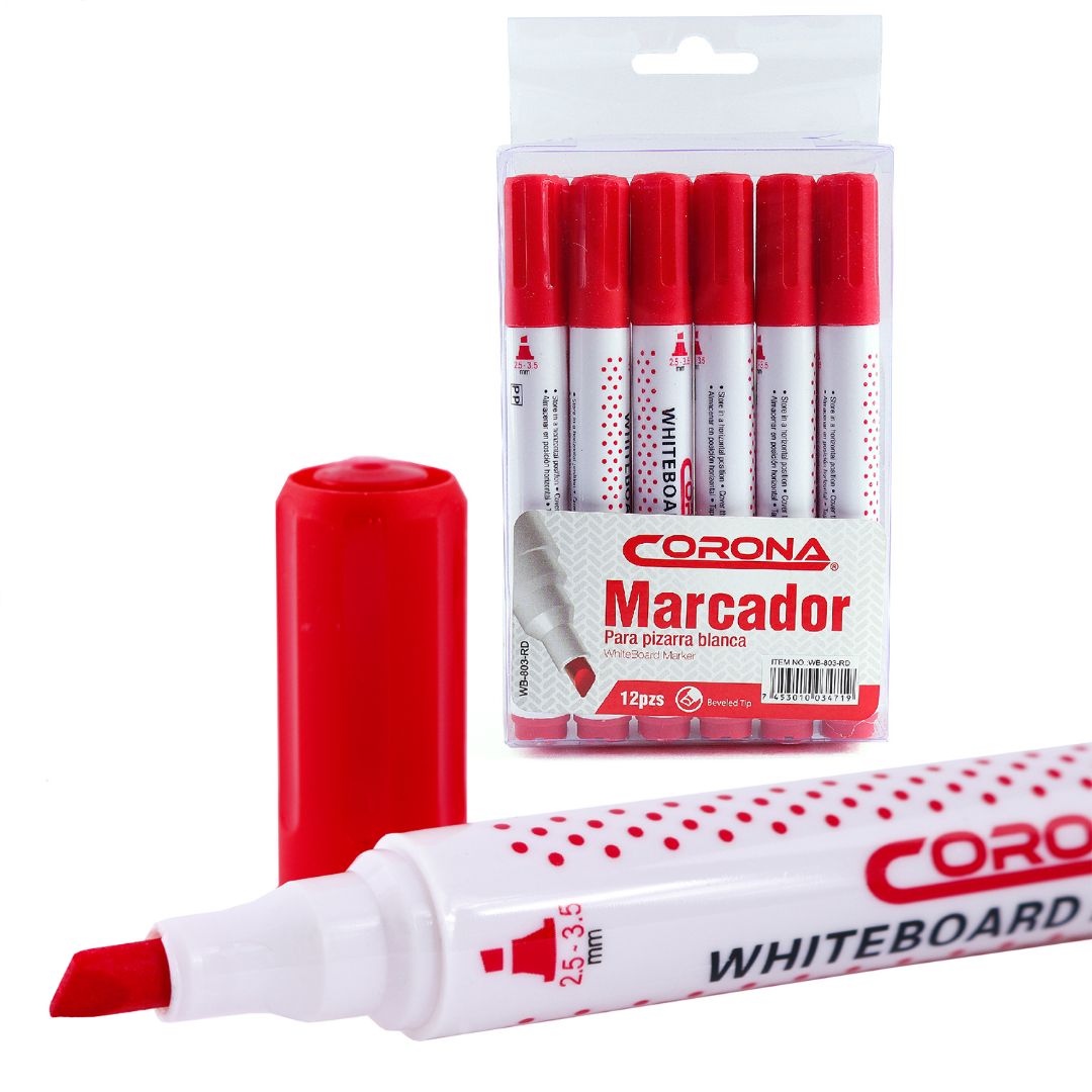 MARCADOR PARA PIZARRA CORONA P/BISELADA ROJO (F. 120 DOC)