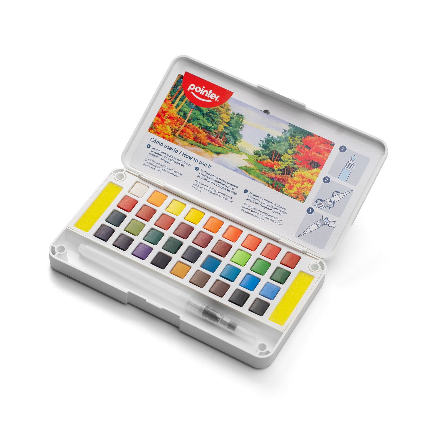 ACUARELAS POINTER CON ESTUCHE C/2 PINCELES 36 COLORES (F. 48 SETS)